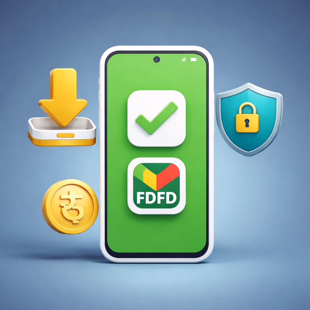Happy Bangladeshi man setting up the FDFD casino app on his Android phone in a comfortable living room setting